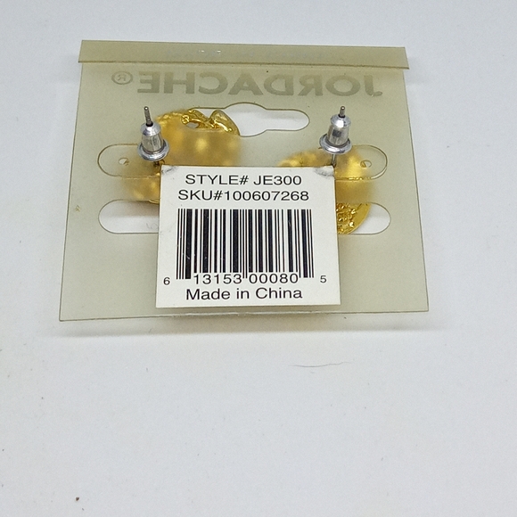 New Vintage Golden Original Jordache rod pierced earrings 90's rare find NEW! - Picture 5 of 8